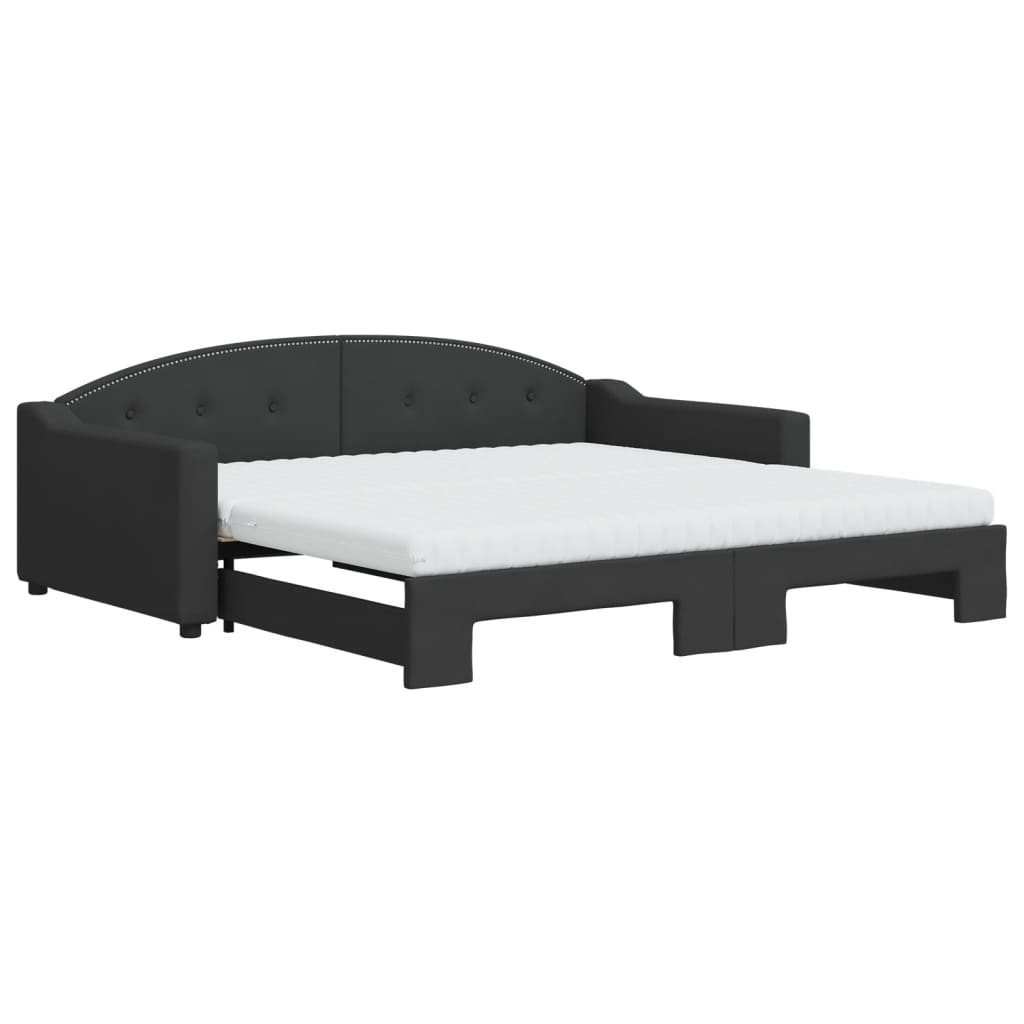 Sofá cama nido con colchón tela negro 100x200 cm