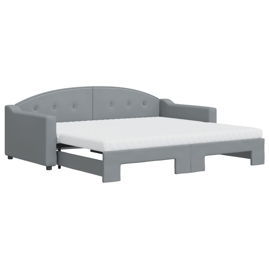 Sofá cama nido con colchón tela gris claro 90x190 cm