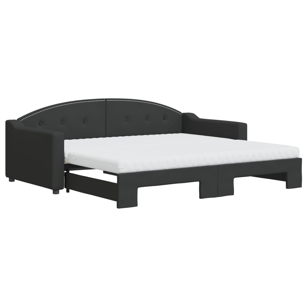 Sofá cama nido con colchón tela negro 90x190 cm