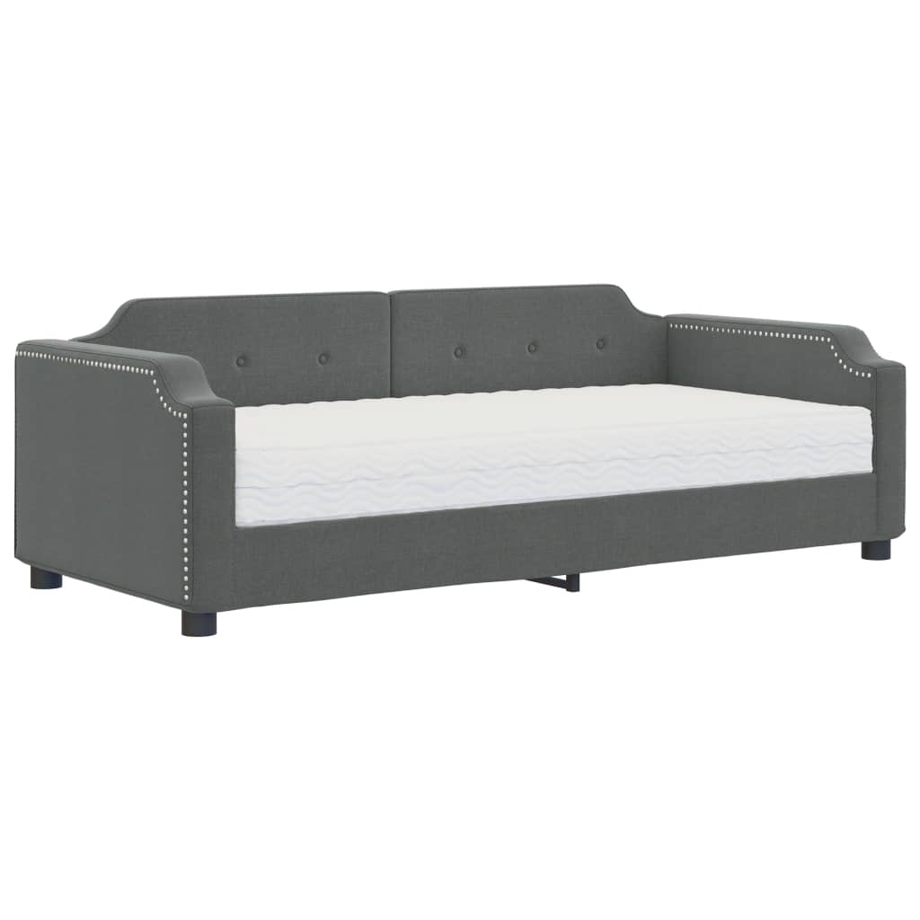 Sofá cama con colchón tela gris oscuro 80x200 cm