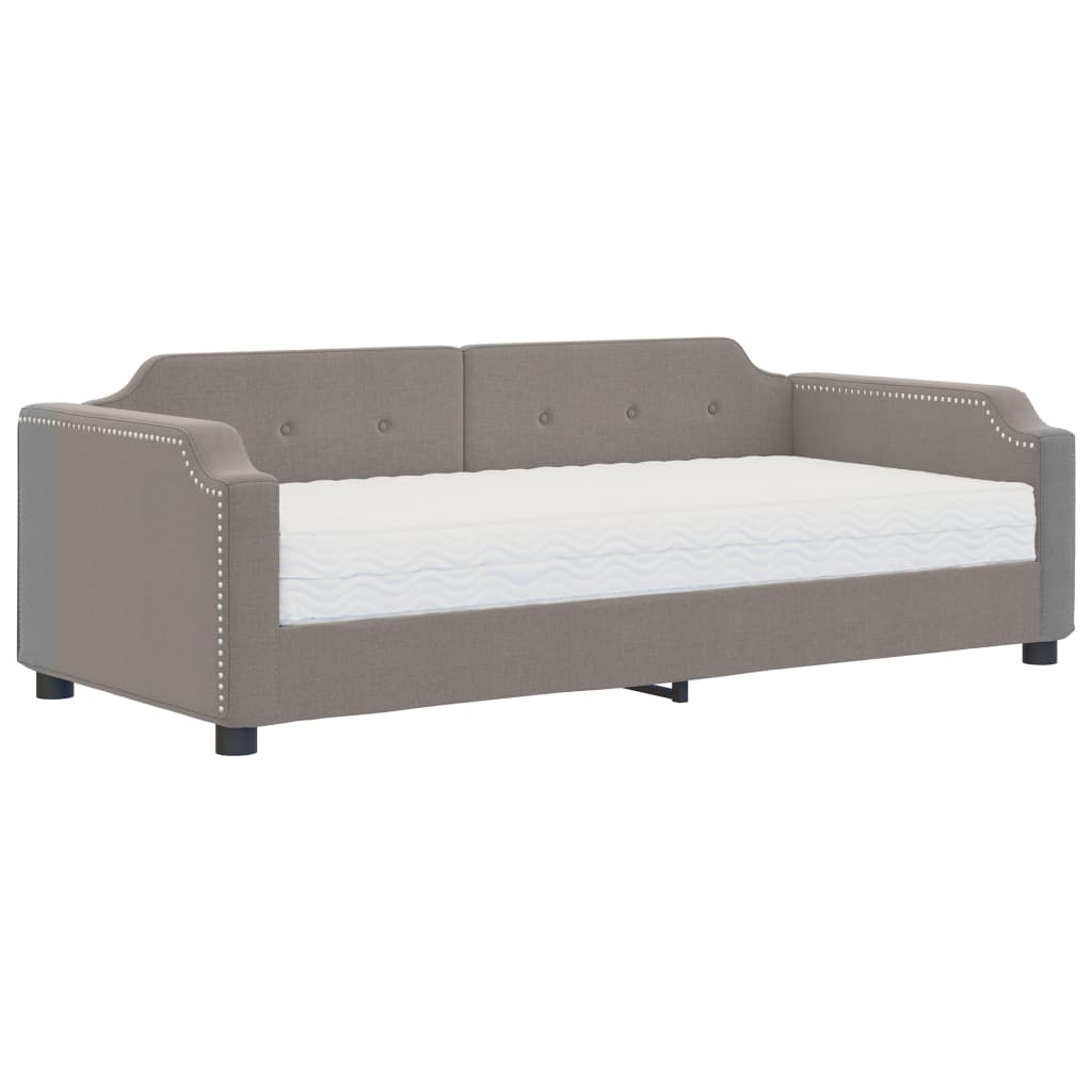Sofá cama con colchón tela gris taupe 90x200 cm