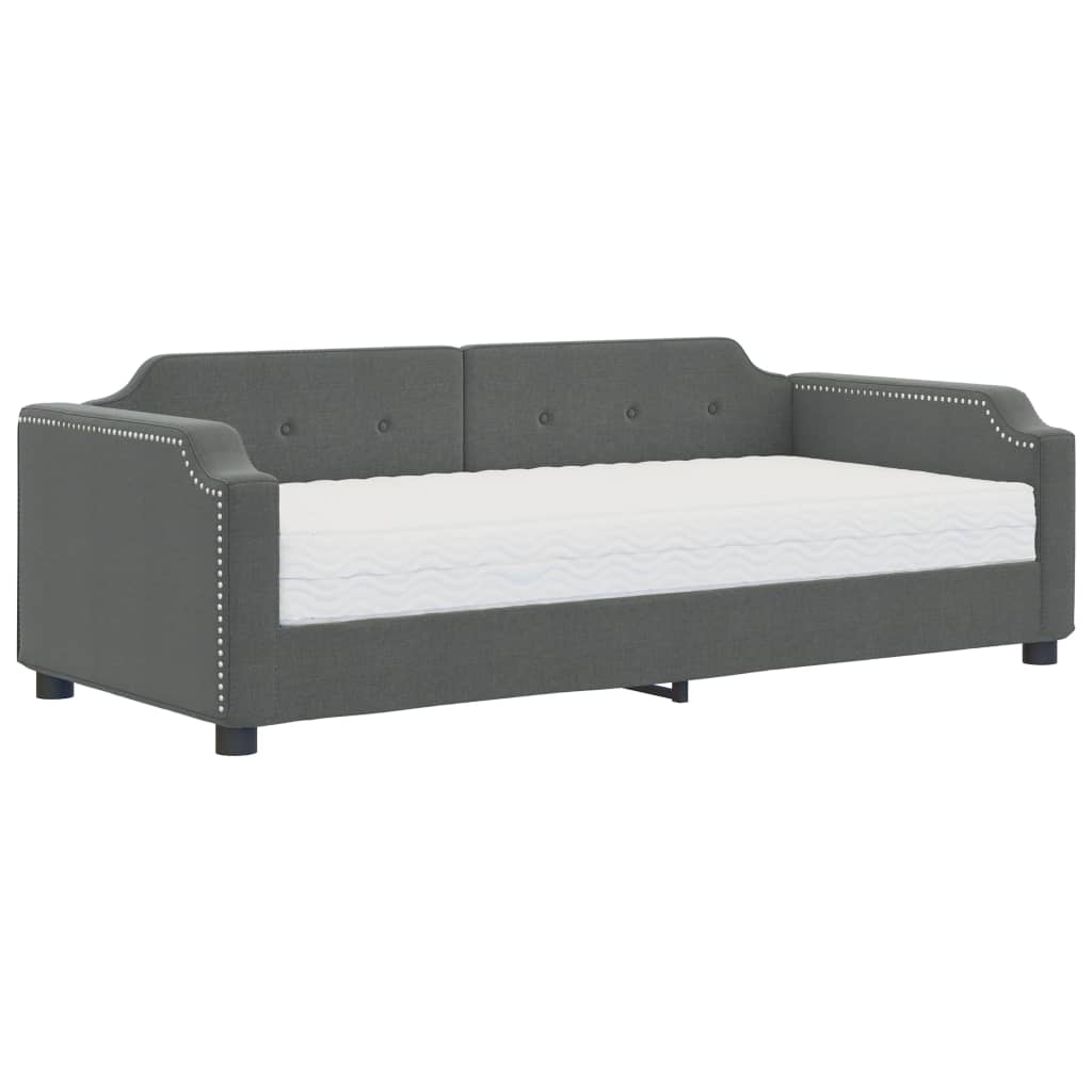 Sofá cama con colchón tela gris oscuro 100x200 cm