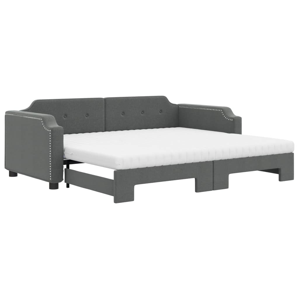 Sofá cama nido con colchón tela gris oscuro 80x200 cm