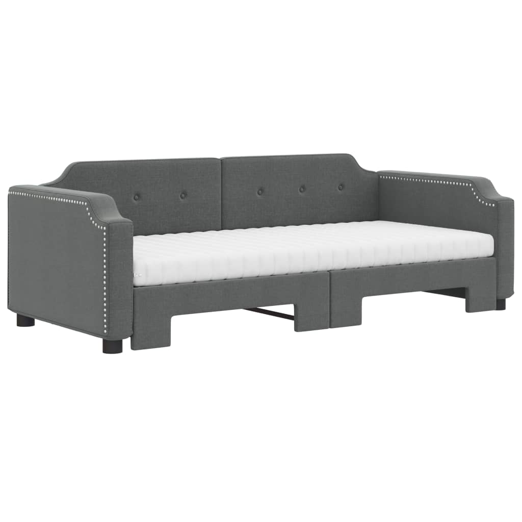 Sofá cama nido con colchón tela gris oscuro 80x200 cm