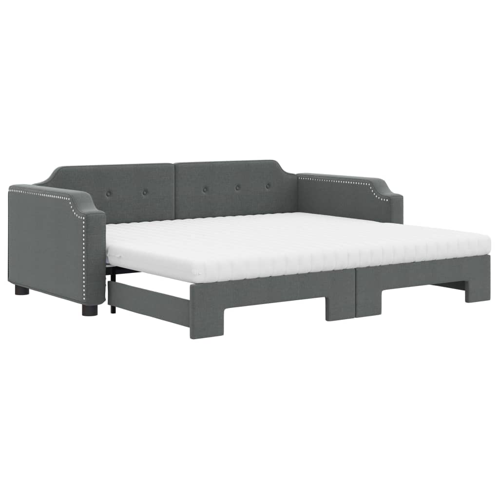 Sofá cama nido con colchón tela gris oscuro 100x200 cm