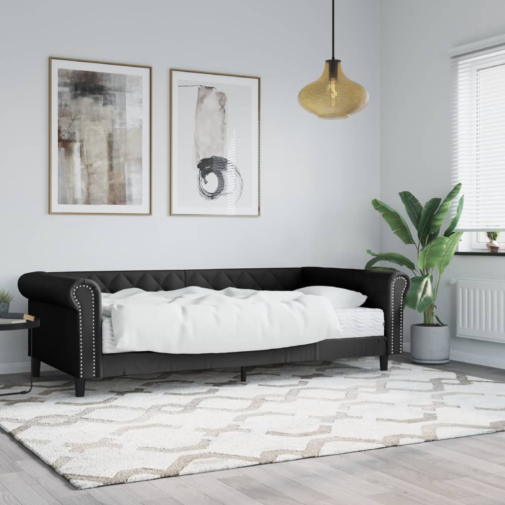 Sofa bed with white faux leather mattress 90x200 cm