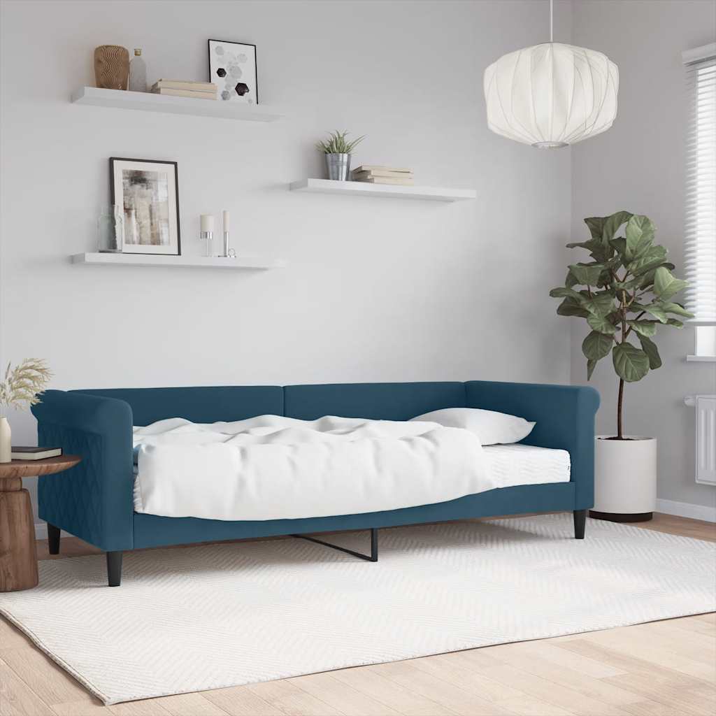 Sofá cama con colchón terciopelo azul 80x200 cm