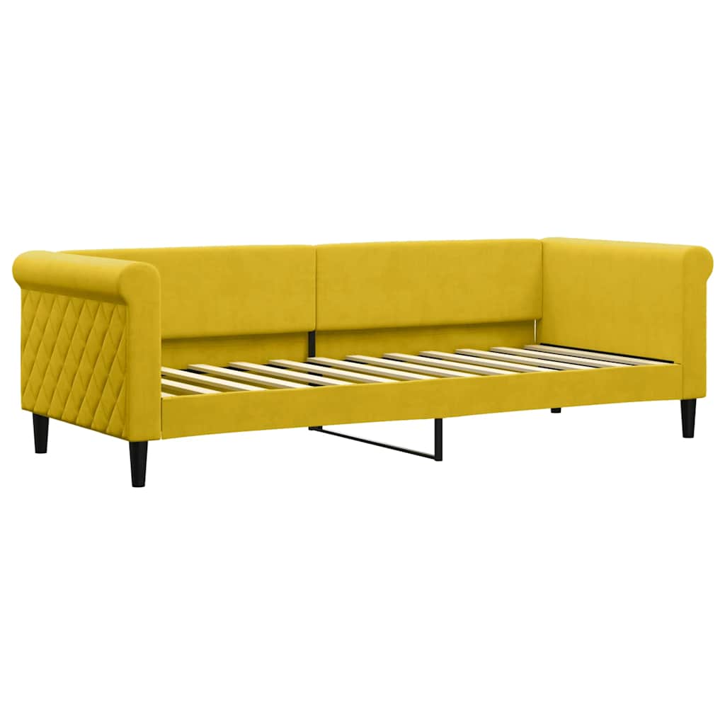 Sofá cama con colchón terciopelo amarillo 80x200 cm