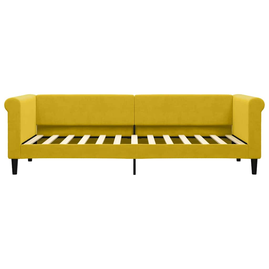 Sofá cama con colchón terciopelo amarillo 80x200 cm