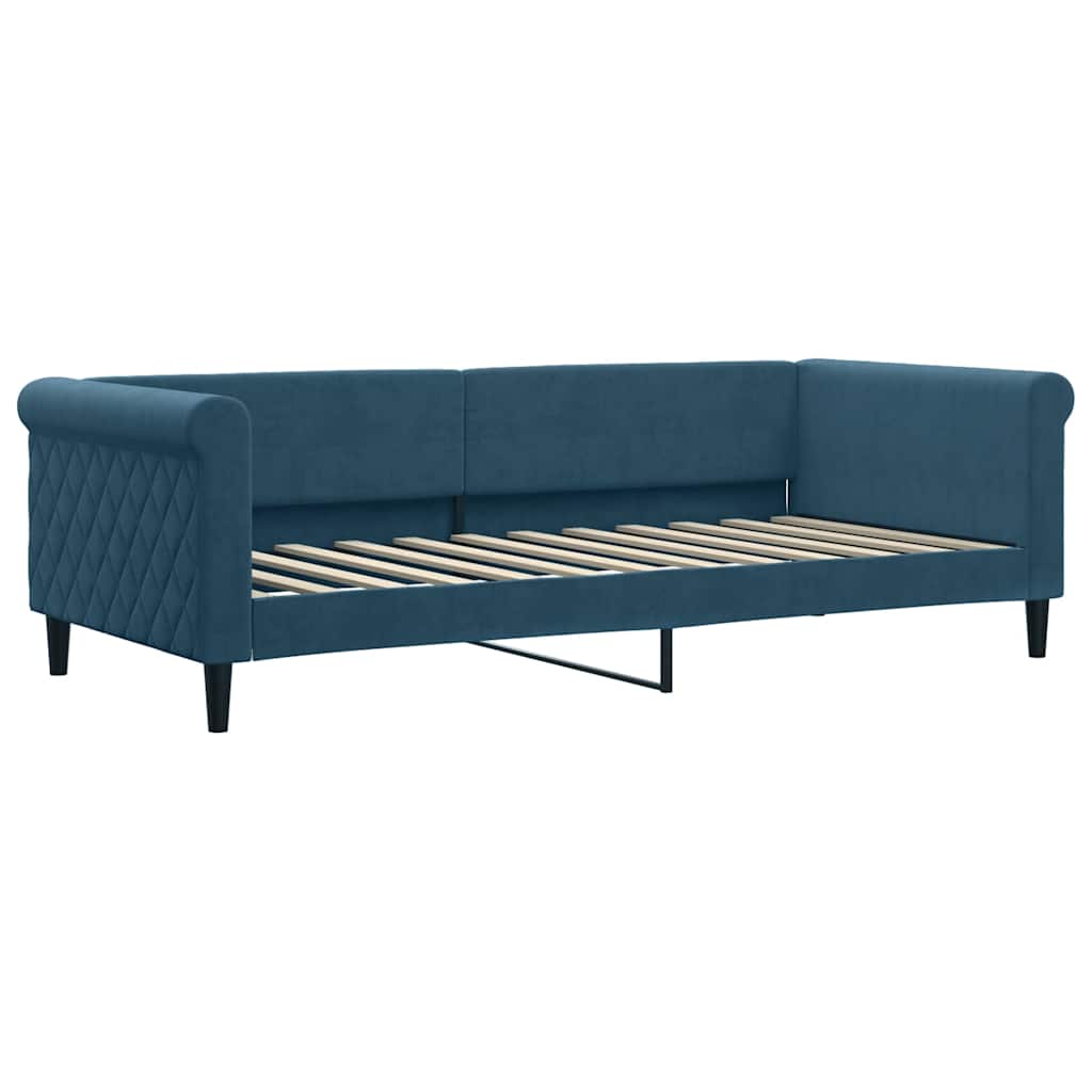 Sofá cama con colchón terciopelo azul 90x200 cm