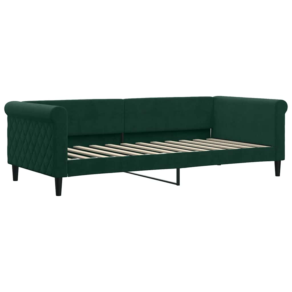 Sofá cama con colchón terciopelo verde oscuro 90x200 cm