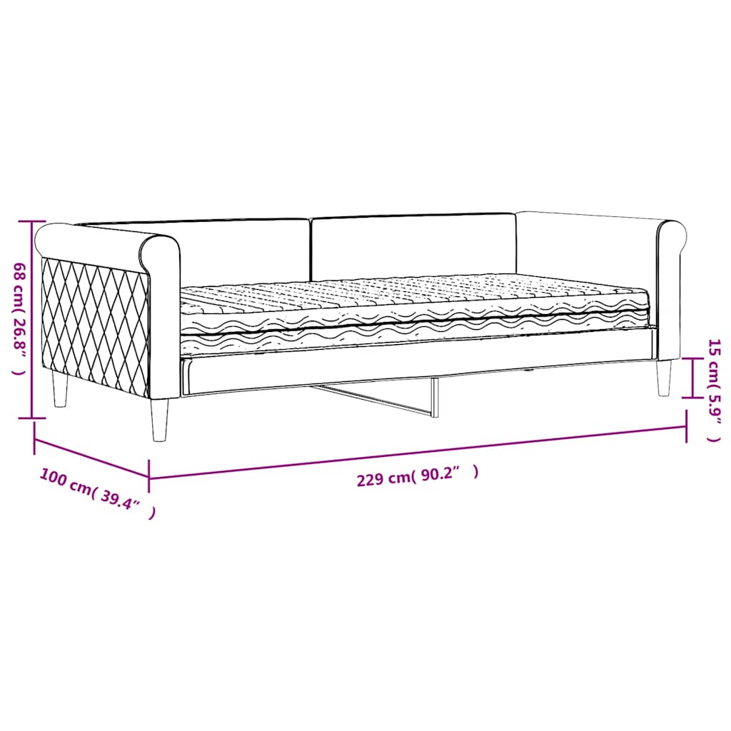 Sofá cama con colchón terciopelo verde oscuro 90x200 cm