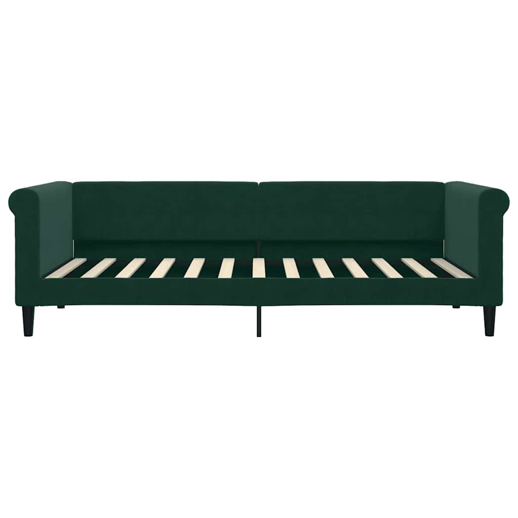 Sofá cama con colchón terciopelo verde oscuro 90x200 cm