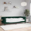 Sofá cama con colchón terciopelo verde oscuro 90x200 cm