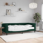 Sofá cama con colchón terciopelo verde oscuro 90x200 cm