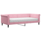 Sofá cama con colchón terciopelo rosa 90x200 cm