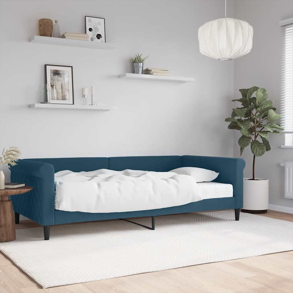 Sofá cama con colchón terciopelo azul 100x200 cm