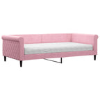 Sofá cama con colchón terciopelo rosa 100x200 cm