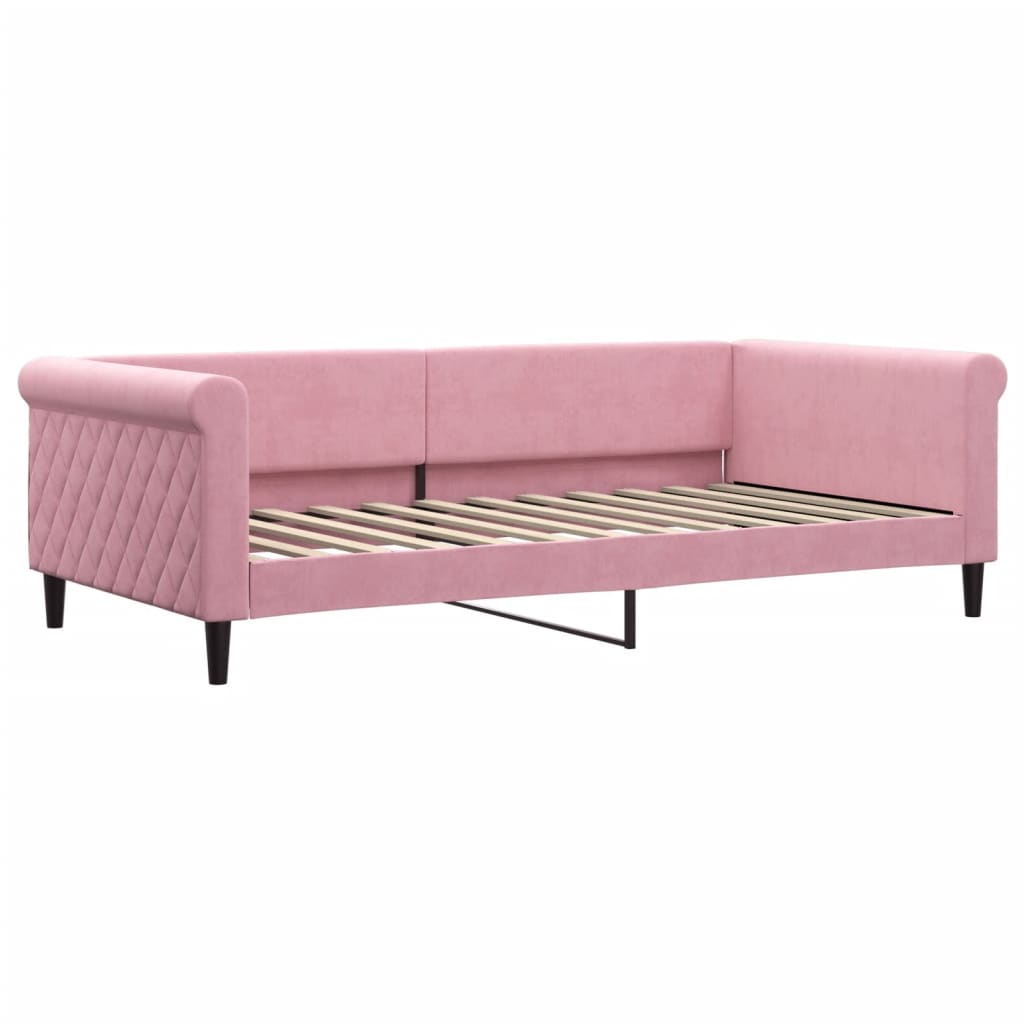 Sofá cama con colchón terciopelo rosa 100x200 cm