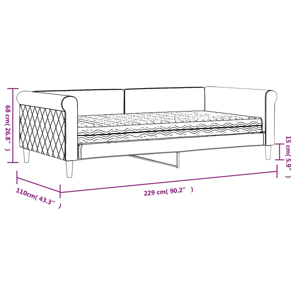 Sofá cama con colchón terciopelo rosa 100x200 cm