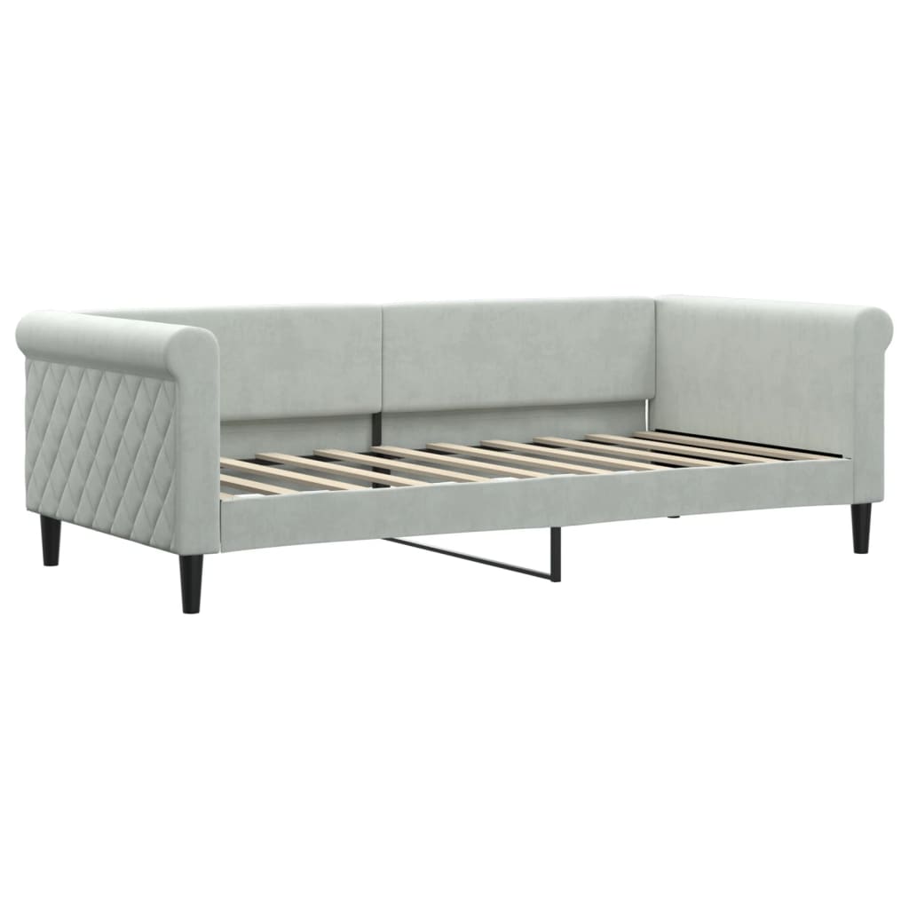 Sofá cama con colchón terciopelo gris claro 90x190 cm