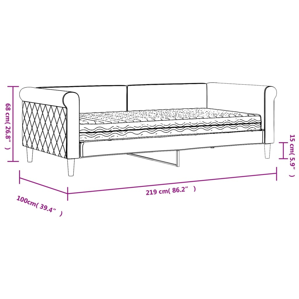 Sofá cama con colchón terciopelo gris claro 90x190 cm