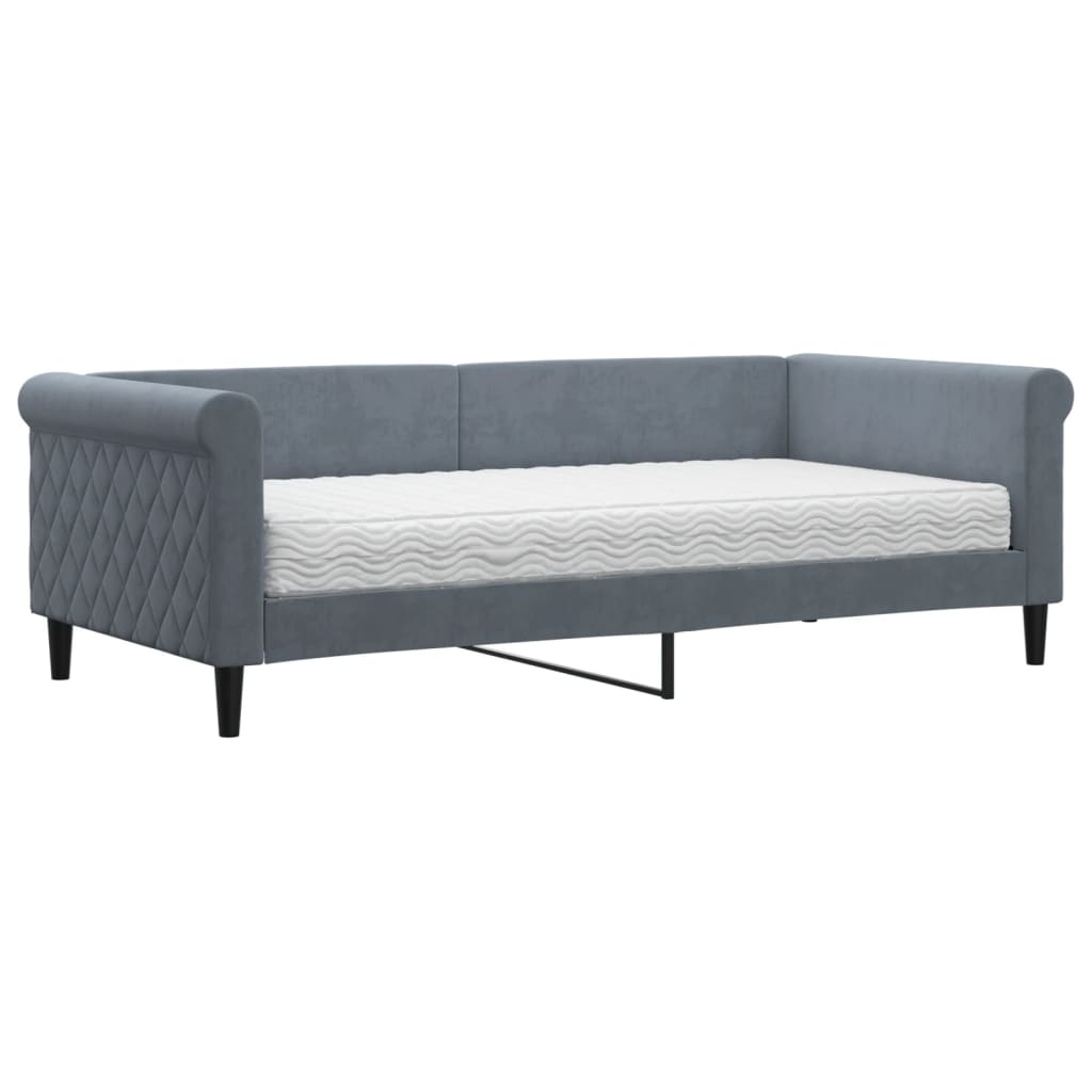 Sofá cama con colchón terciopelo gris oscuro 90x190 cm