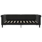 Sofá cama con colchón terciopelo negro 90x190 cm
