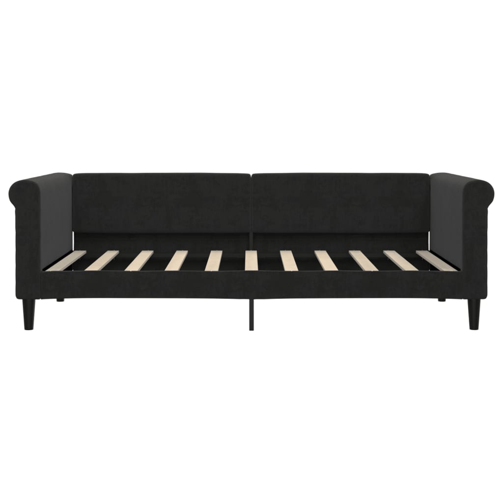Sofá cama con colchón terciopelo negro 90x190 cm