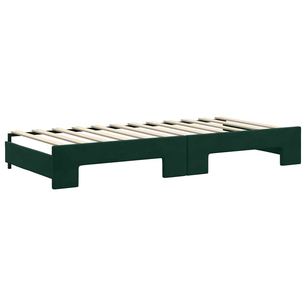 Sofá cama nido con colchón terciopelo verde oscuro 90x200 cm