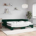 Sofá cama nido con colchón terciopelo verde oscuro 90x200 cm