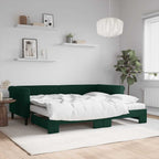 Sofá cama nido con colchón terciopelo verde oscuro 90x200 cm