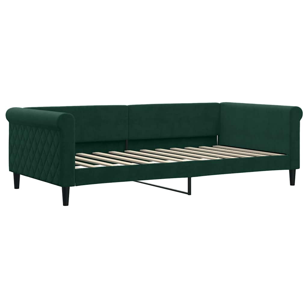 Sofá cama nido con colchón terciopelo verde oscuro 100x200 cm