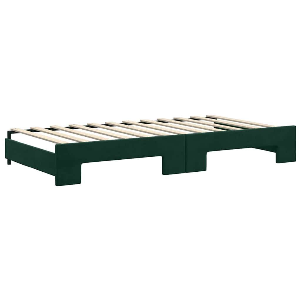 Sofá cama nido con colchón terciopelo verde oscuro 100x200 cm