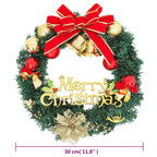 Corona de Navidad con 15 luces LED verde 30 cm