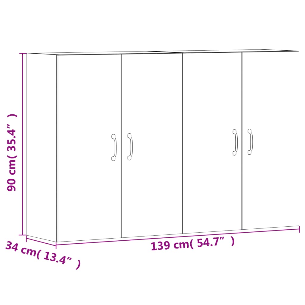 Armarios de pared 2 uds madera de ingeniería blanco