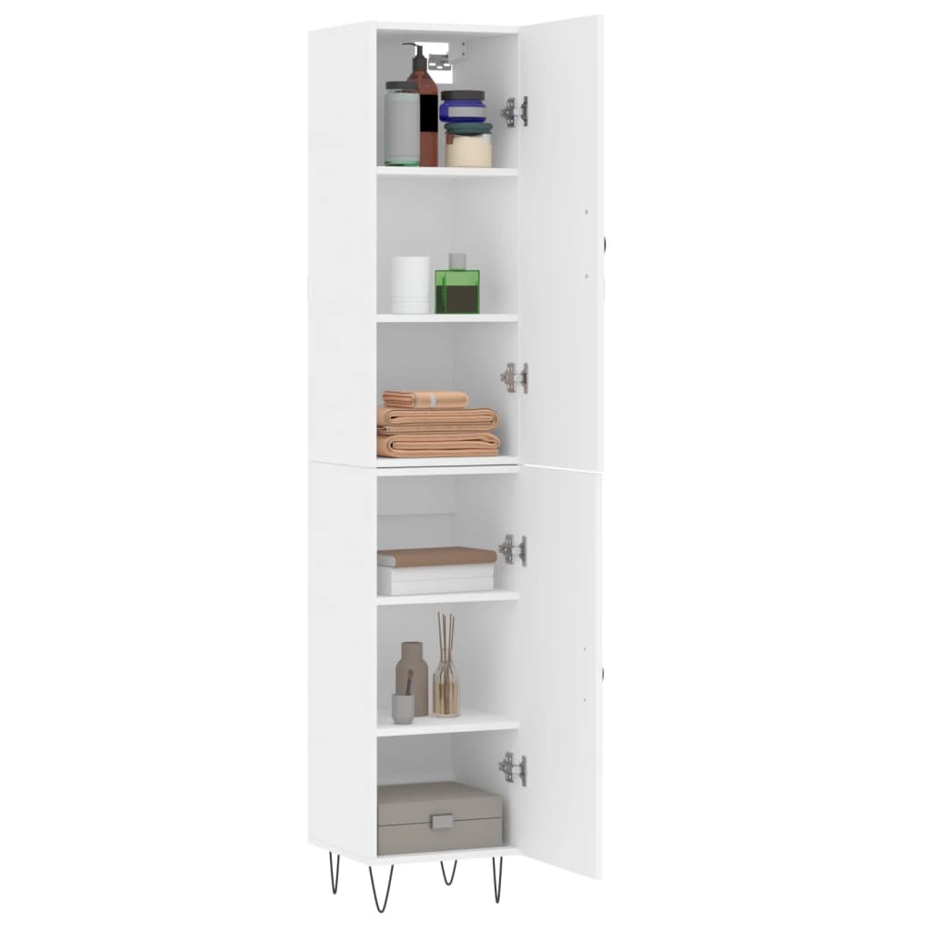 Aparador alto madera de ingeniería blanco 34,5x34x180 cm