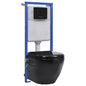 Rimless wall-hung toilet with concealed cistern, black ceramic