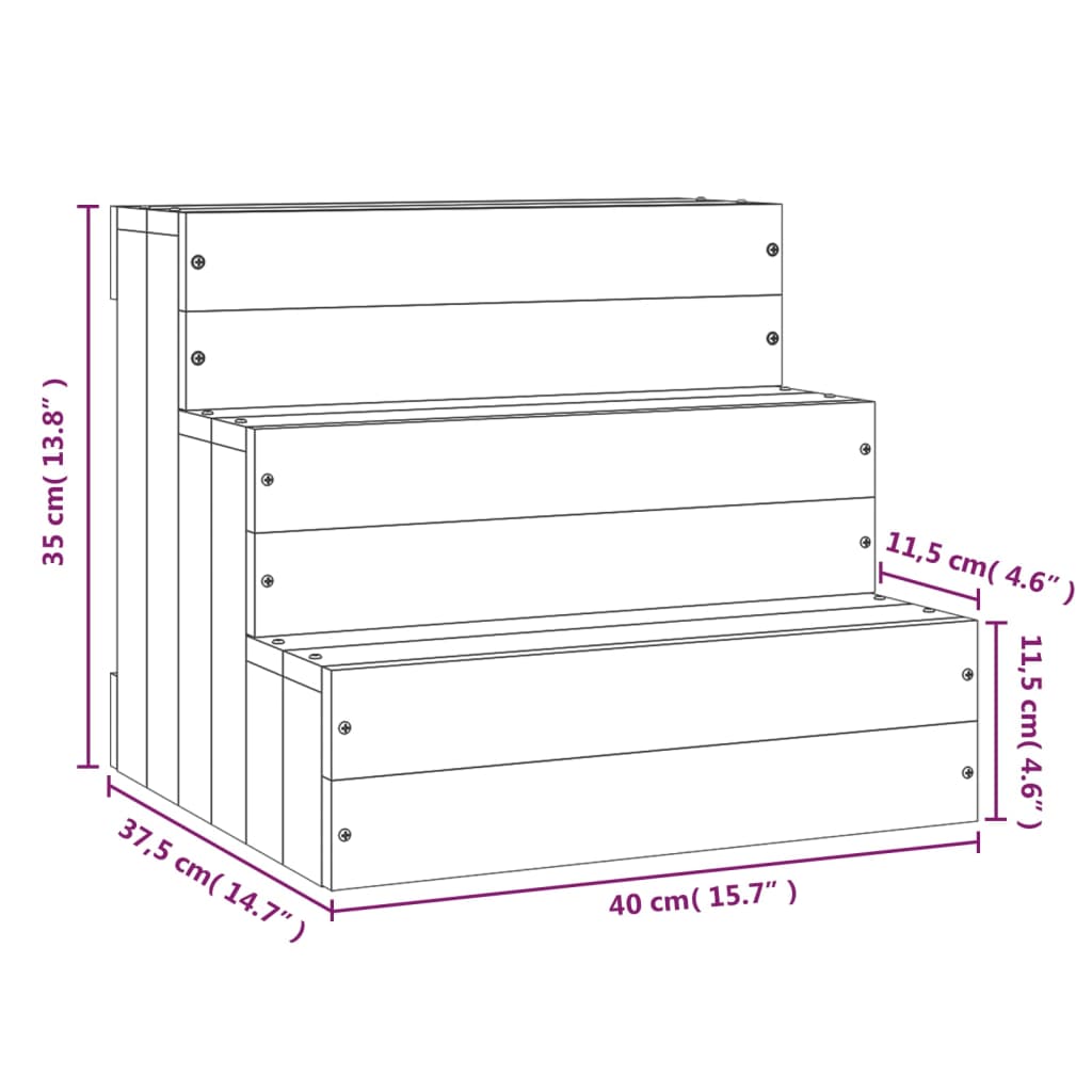 Escalera para mascotas madera maciza pino blanco 40x37,5x35 cm