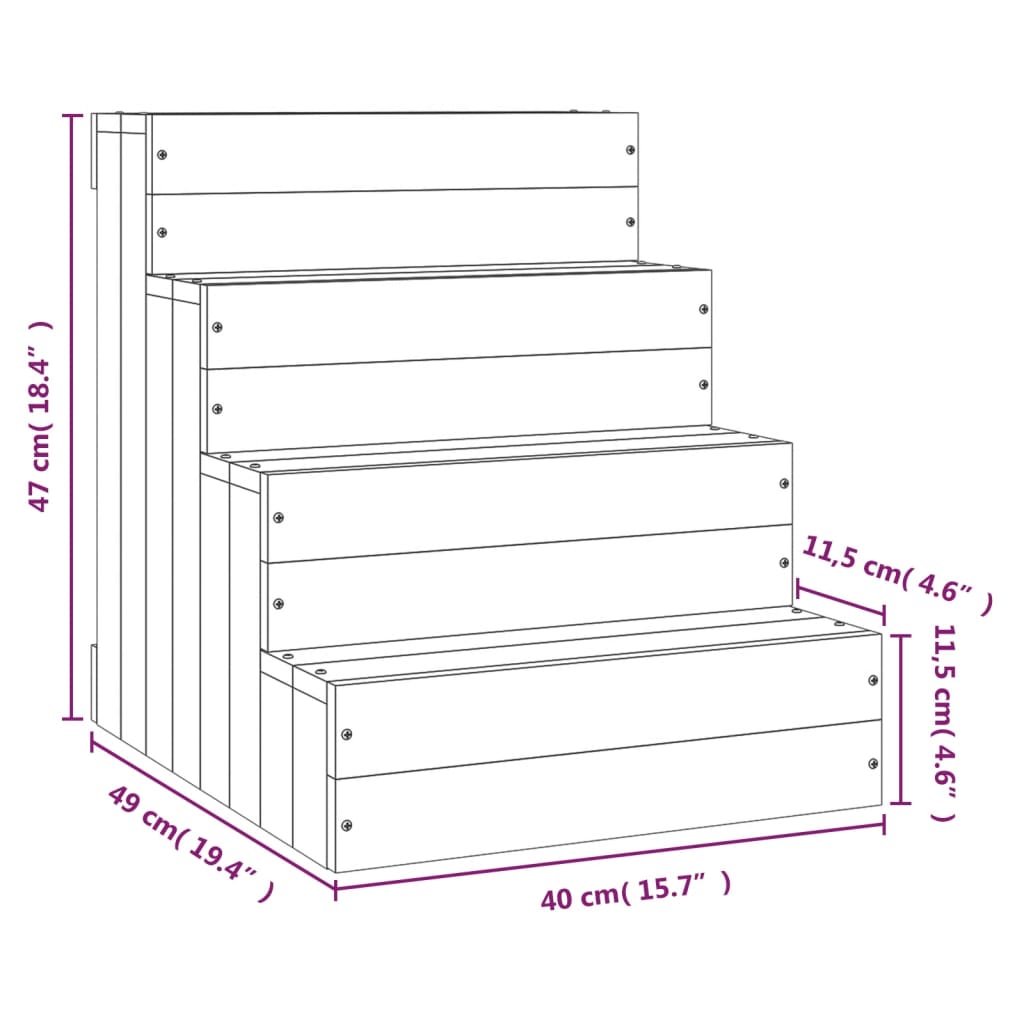 Escalera para mascotas madera maciza de pino blanco 40x49x47 cm
