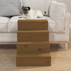 Escalera mascotas madera maciza de pino marrón miel 40x49x47 cm