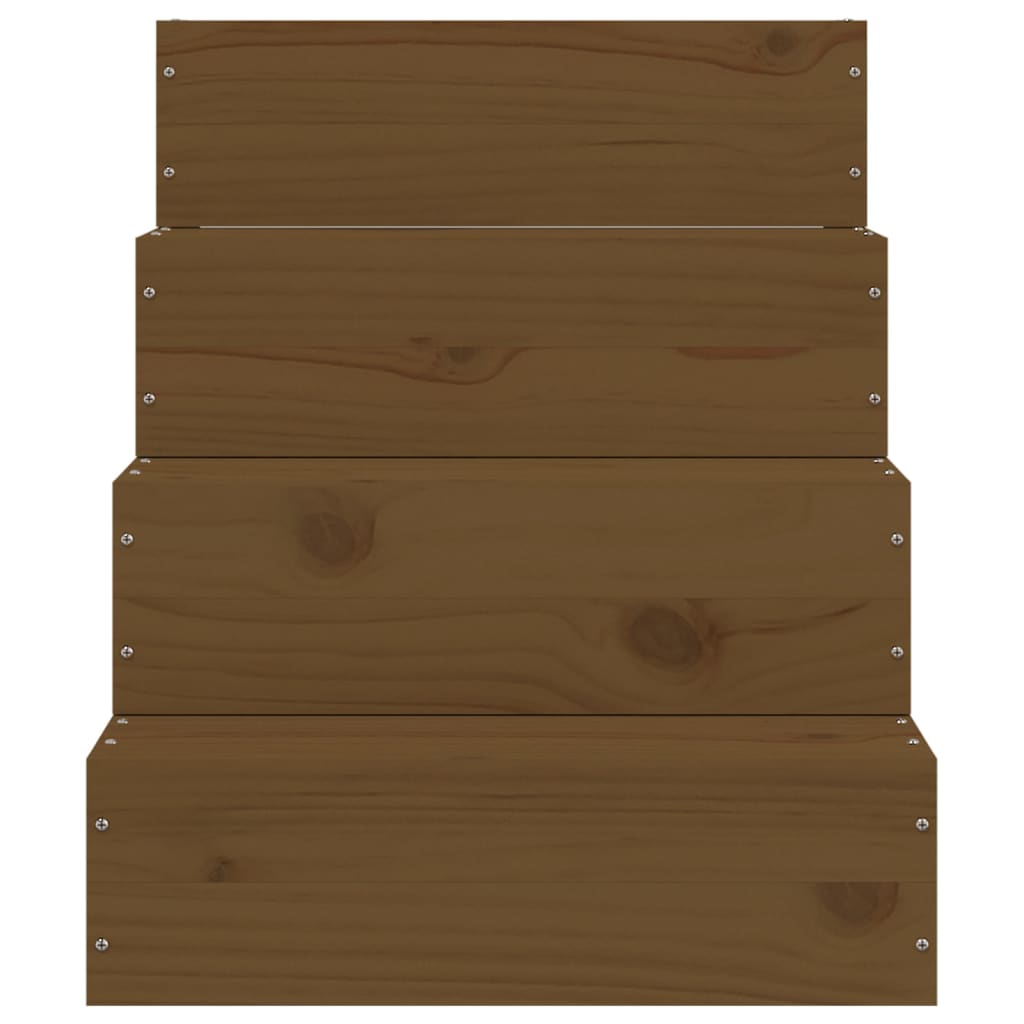 Escalera mascotas madera maciza de pino marrón miel 40x49x47 cm
