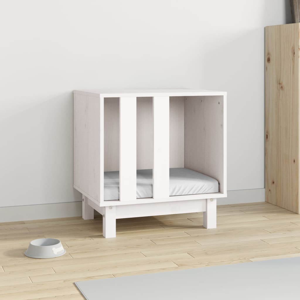 Caseta para perros madera maciza de pino blanco 50x40x52 cm