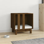 Cama para perros madera maciza pino marrón miel 50x40x52 cm