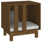 Cama para perros madera maciza pino marrón miel 50x40x52 cm