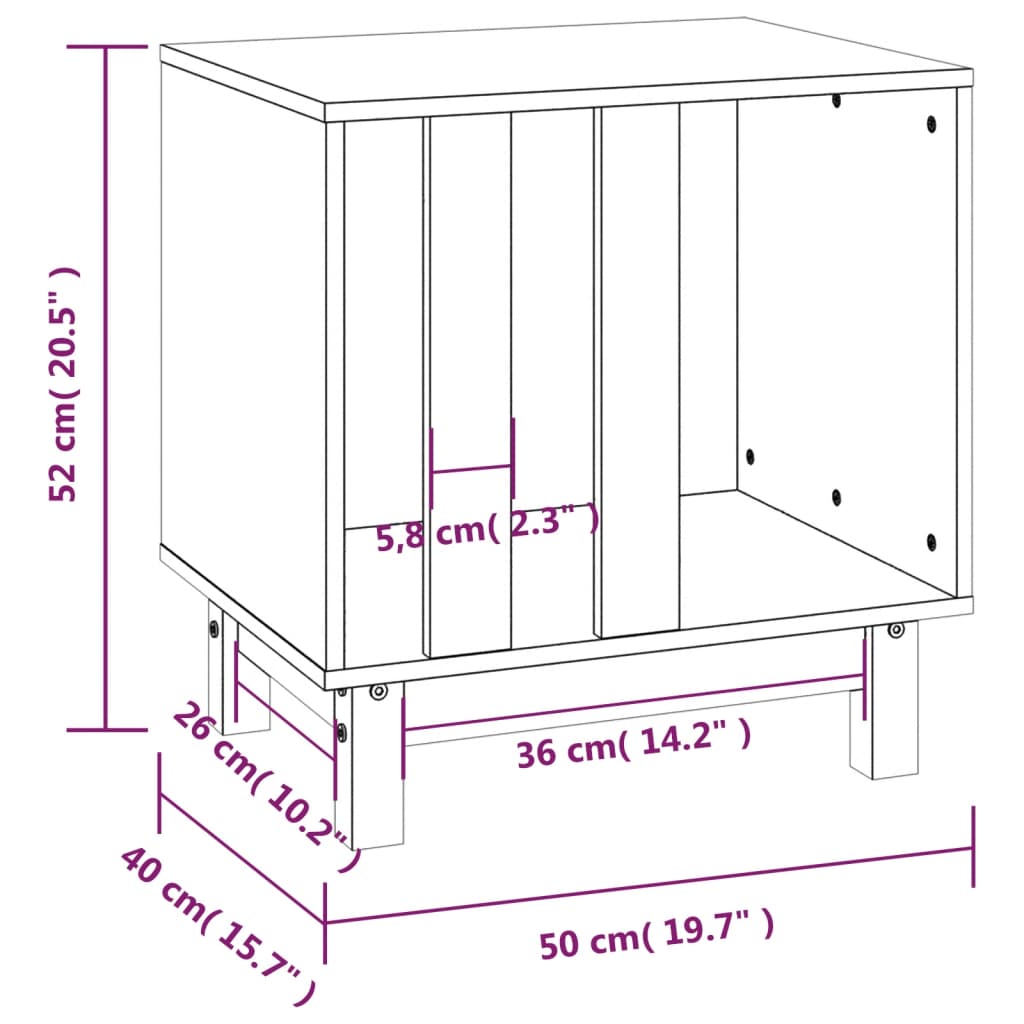 Cama para perros madera maciza pino marrón miel 50x40x52 cm
