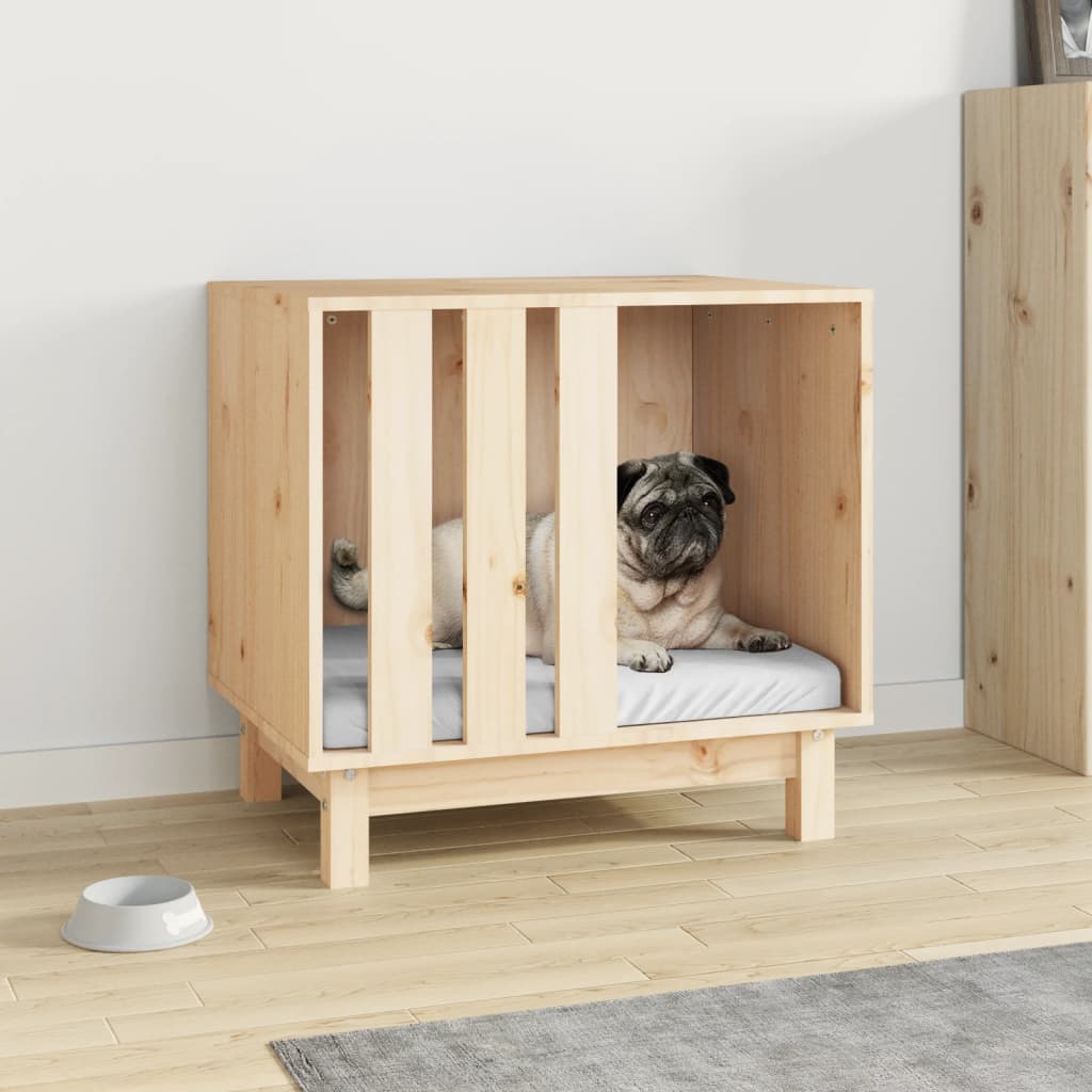 Cama para perros madera maciza pino marrón miel 50x40x52 cm