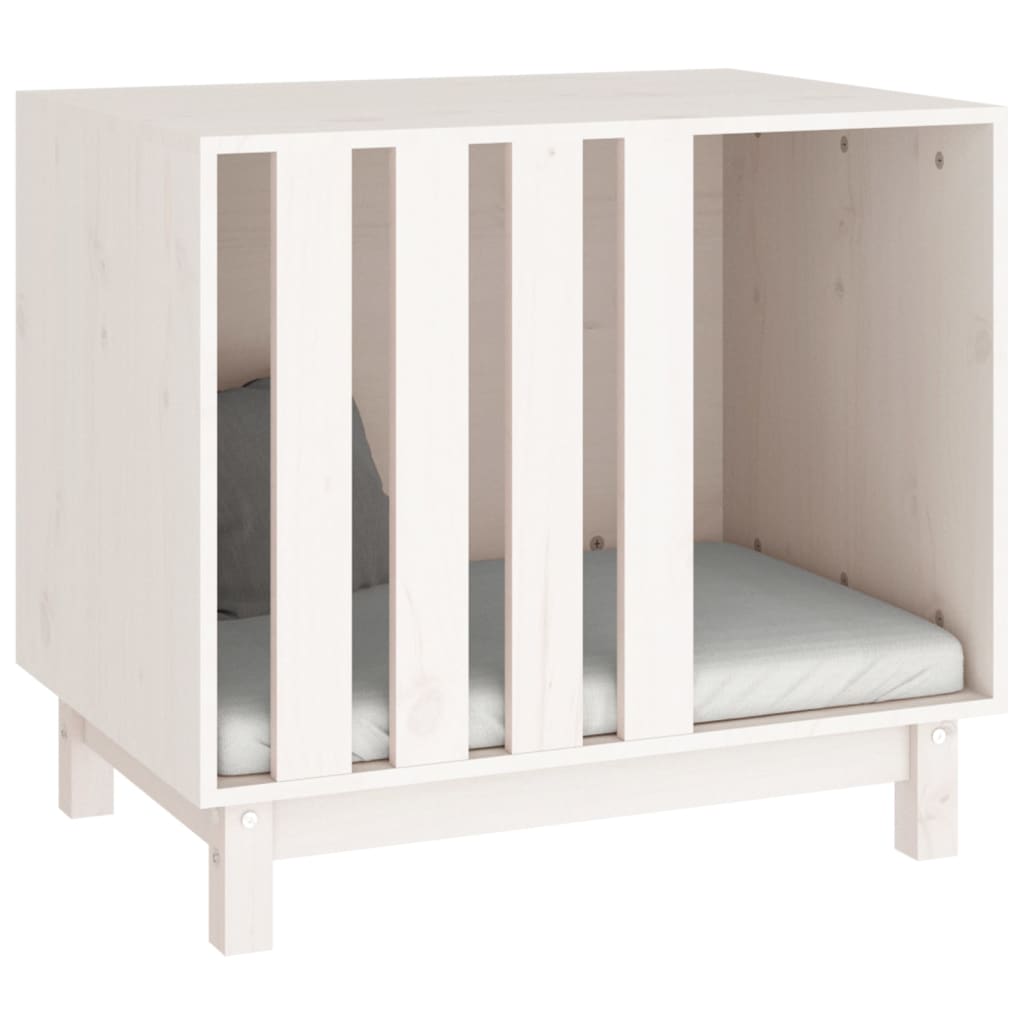 Caseta para perros madera maciza de pino blanco 70x50x62 cm
