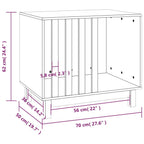 Caseta para perros madera maciza de pino blanco 70x50x62 cm