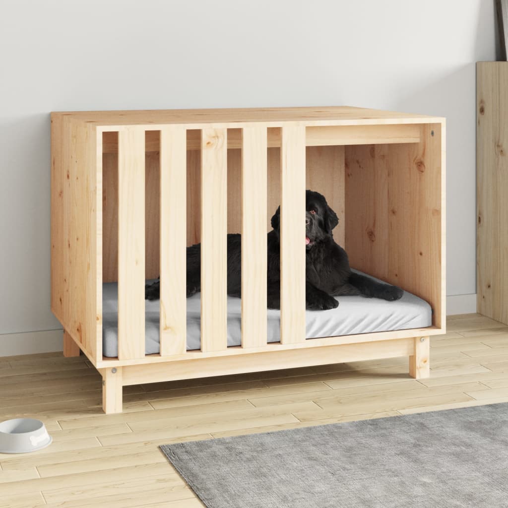 Cama para perros madera maciza pino marrón miel 50x40x52 cm